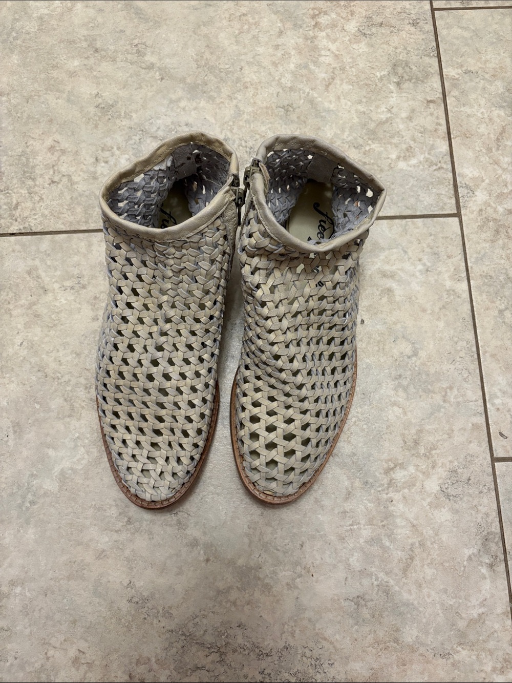 Free People Woven Leather Ankle Boots.  NWOT